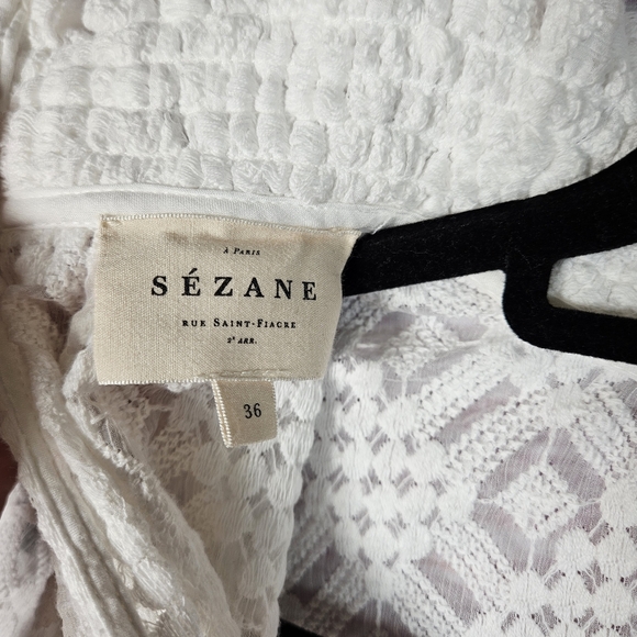 Sezane Shona White Lace Long Sleeve Blouse - Picture 14 of 15